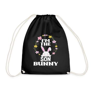 Je suis fils lapin de Pâques Couronne florale Pâques - Sac de sport léger - noir - Devant