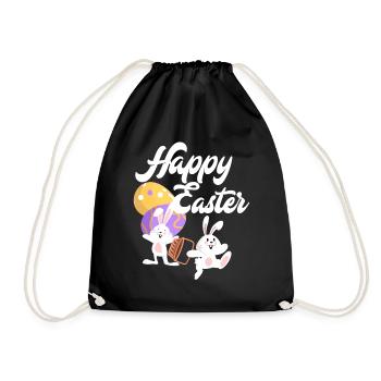Happy Easter Bunnies Easter Child Girl - Drawstring Bag - black - Front