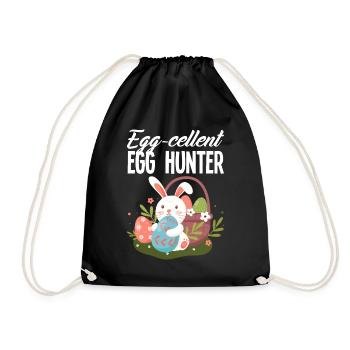 Wonderful Eggs Hunter Easter Bunny Easter - Drawstring Bag - black - Front