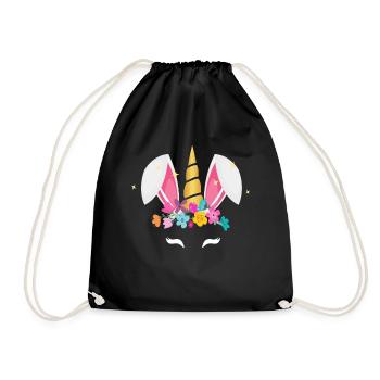 Easter Bunny Bunny Ears Unicorn Girl - Drawstring Bag - black - Front