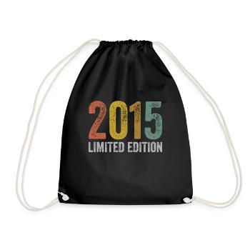 Jahrgang 2015 Limited Edition Geburtstag - Turnbeutel - Schwarz - Vorne