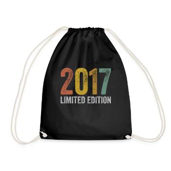 Jahrgang 2017 Limited Edition Geburtstag - Turnbeutel - Schwarz - Vorne