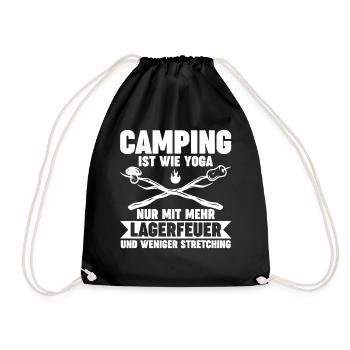 Camper Wohnwagen Wohnmobil Campen Camping - Turnbeutel - Schwarz - Vorne