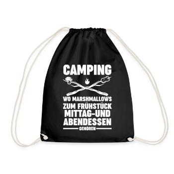Camper Wohnwagen Wohnmobil Campen Camping - Turnbeutel - Schwarz - Vorne