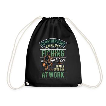 Funny Fishing Angler Saying - Drawstring Bag - black - Front