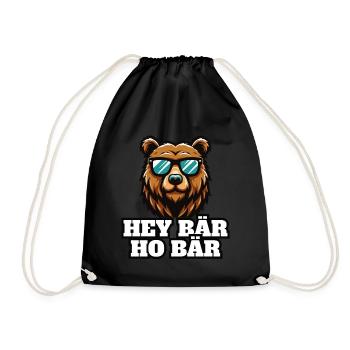 Hey Bär Ho Bär lustiges Survival Outdoor - Turnbeutel - Schwarz - Vorne