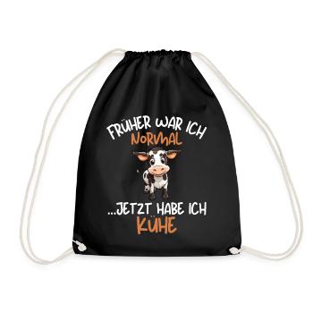 I USED TO BE NORMALNOW I HAVE COWS Funny things - Drawstring Bag - black - Front