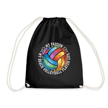 Beach Volleyball My Passion My Beach Volleyball Player - Drawstring Bag - black - Front