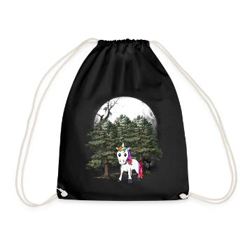 Einhorn Waldbewohner Fabel Fabeltiere Wald Natur - Turnbeutel - Schwarz - Vorne