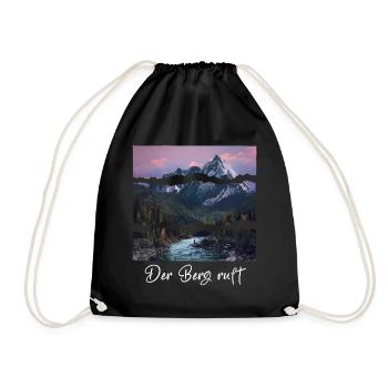 The mountain is calling - Drawstring Bag - black - Front
