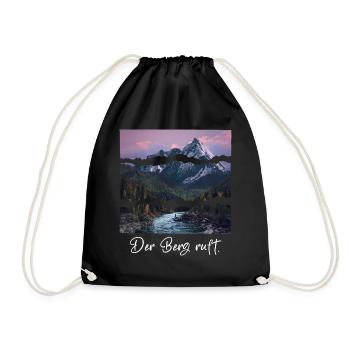 the mountain is calling - Drawstring Bag - black - Front