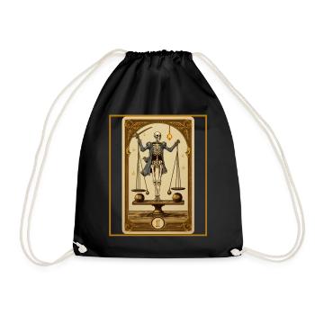 Planking Tarot Card Skeleton Balance Scale Core - Drawstring Bag - black - Front