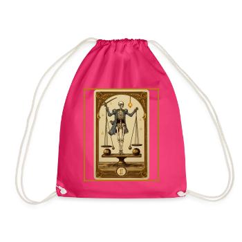 Planking Tarot Card Skeleton Balance Scale Core - Drawstring Bag - fuchsia - Front
