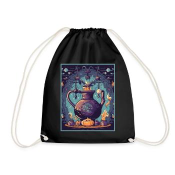 Witch's Kettlebell Brew Magic Potions Workout Gym - Drawstring Bag - black - Front