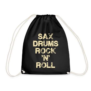 Saxophon Schlagzeug Rock 'n' Roll - Turnbeutel - Schwarz - Vorne