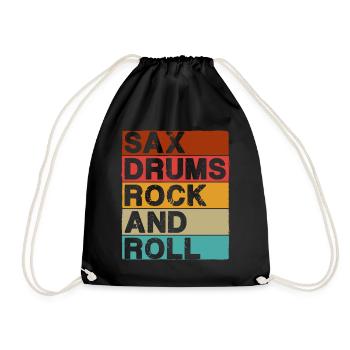Sax Drums Rock And Roll - Drawstring Bag - black - Front