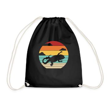 Retro Pogona Pet Lizard Owner Bearded Dragon - Drawstring Bag - black - Front