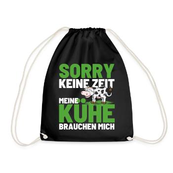 NO TIME! MY COWS NEED ME! Fun - Drawstring Bag - black - Front