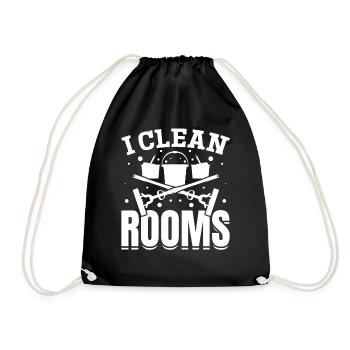 I Clean Rooms - House Cleaning House Cleaner House - Turnbeutel - Schwarz - Vorne