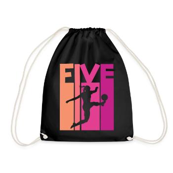 Footballer Soccer 5th Birthday - Drawstring Bag - black - Front