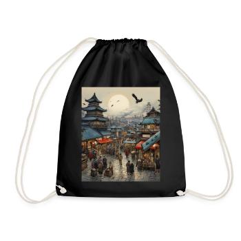 Japanese Art Japanese Woodblock Art Print Edo - Drawstring Bag - black - Front