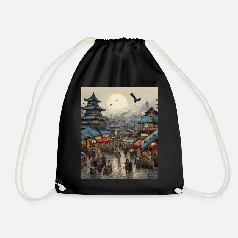 Japanische Kunst Japanischer Holzschnitt Kunstdruck Edo - Turnbeutel - Schwarz