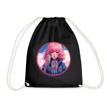 Fonte Crème Glacée Anime Fille Vaporwave Numérique - Sac de sport léger - noir - Devant