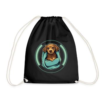 Snuggle Real Dog Towel Grooming Cozy Pet Care T - Drawstring Bag - black - Front