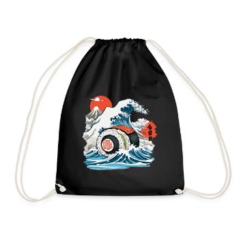 Japanische Sushi Rolle Vintage Ukiyo-E Design - Turnbeutel - Schwarz - Vorne