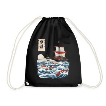 Sushi Ukiyo-E Japan Fischfang Aesthetic Design - Turnbeutel - Schwarz - Vorne