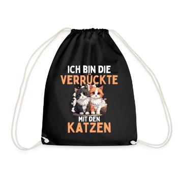 I'M THE CRAZY ONE WITH THE CATS! Fun - Drawstring Bag - black - Front