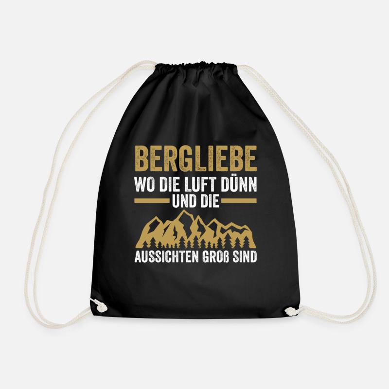 Mountaineer, Hiking, Hiker, Climbing, Mountaineering - Drawstring Bag - black