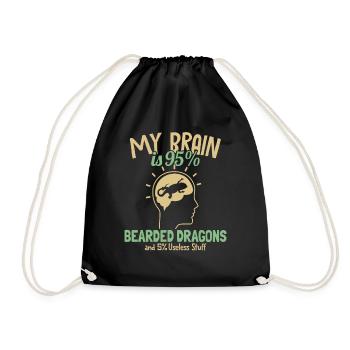 My Brain is 95% Bearded Dragon Pogona Lizard - Drawstring Bag - black - Front