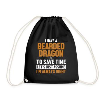 Bearded Dragon Let's Assume I'm Right Pogona - Drawstring Bag - black - Front