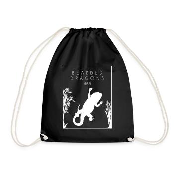 Bearded Dragons Chinese Hanzi Pogona Lizard - Drawstring Bag - black - Front