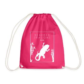 Bearded Dragons Chinese Hanzi Pogona Lizard - Drawstring Bag - fuchsia - Front