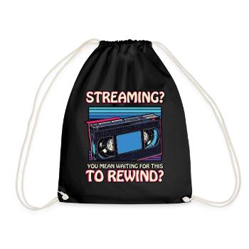 Drôle VHS Era Rembobiner Label Espace Streaming - Sac de sport léger - noir - Devant