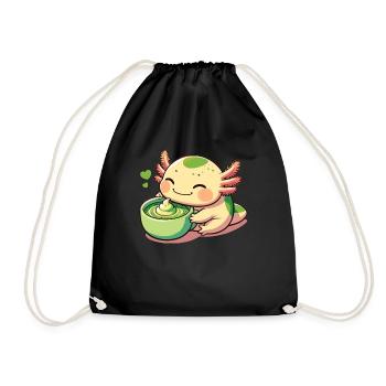 Matcha tea with Matcha Axolotl - Drawstring Bag - black - Front