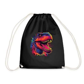 Watercolor Colorful T-rex Colorful Animals - Drawstring Bag - black - Front