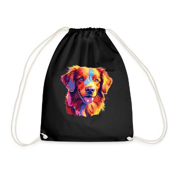 Watercolor Colorful Nova Scotia Duck Tolling - Drawstring Bag - black - Front
