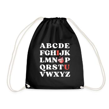 ABC I love you Kinder Axolotl Valentinstag - Turnbeutel - Schwarz - Vorne