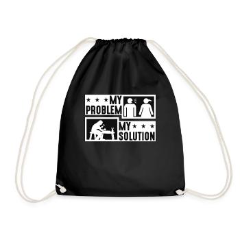 Wood Carver My Problem My Pictogram Mom Woodwork - Turnbeutel - Schwarz - Vorne