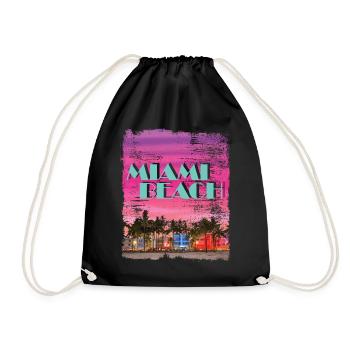 Miami Beach 80er Retro Vaporwave - Turnbeutel - Schwarz - Vorne