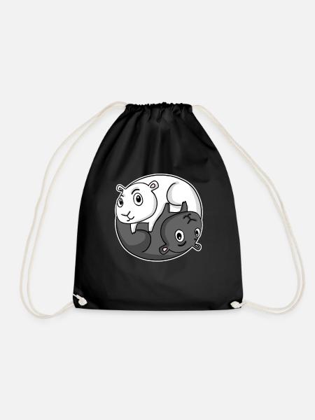 Yin Yang Guinea Pig Guinea Pig - Drawstring Bag - black