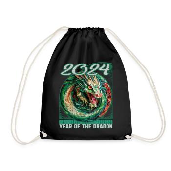 Chines New Year of Dragon Mosaic Style Dragon - Drawstring Bag - black - Front