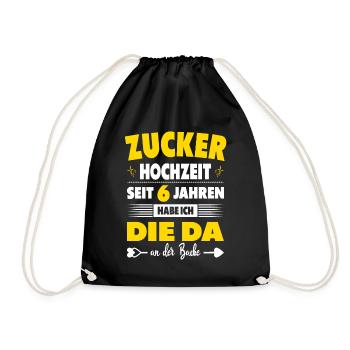 6 Hochzeitstag Paare 6 Jahre Ehe Zuckerhochzeit - Turnbeutel - Schwarz - Vorne