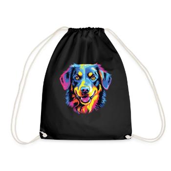 Watercolor Colorful Appenzeller Mountain Dog - Drawstring Bag - black - Front