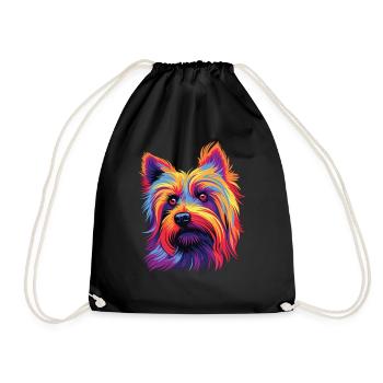 Aquarelle coloré Silky Terrier - Sac de sport léger - noir - Devant