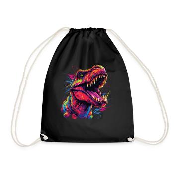 Watercolor Colorful T-rex Colorful Animals - Drawstring Bag - black - Front