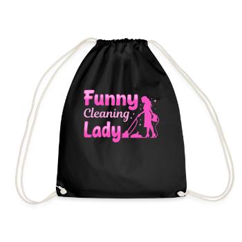 Femme de ménage Femme de ménage Filles - Nettoyage drôle L - Sac de sport léger - noir - Devant